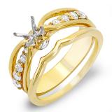 0.50 Carat (ctw) 14k Yellow Gold Brilliant Round Diamond Ladies Semi Mount Bridal Engagement Ring Set (No Center Stone)
