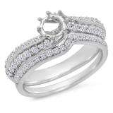 0.75 Carat (ctw) 14k White Gold Round Diamond Ladies Bridal Semi Mount Ring Set (No Center Stone)