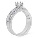 0.75 Carat (ctw) 14k White Gold Round Diamond Ladies Bridal Semi Mount Ring Set (No Center Stone)