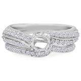 0.75 Carat (ctw) 14k White Gold Round Diamond Ladies Bridal Semi Mount Ring Set (No Center Stone)
