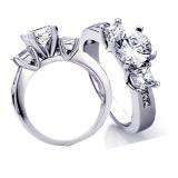 0.45 Carat (ctw) 14k White Gold Princess Diamond Ladies Bridal 3 Stone Semi Mount Engagement Ring (No Center Stone)