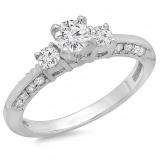 0.40 Carat (ctw) 14k White Gold Round Diamond Ladies Bridal Semi Mount Ring (No Center Stone)
