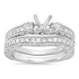 0.75 Carat (ctw) 14K White Gold Round Diamond Ladies Bridal Engagement Ring Semi Mount Set 3/4 CT (No Center Stone)