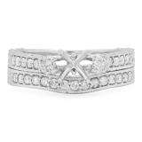0.75 Carat (ctw) 14K White Gold Round Diamond Ladies Bridal Engagement Ring Semi Mount Set 3/4 CT (No Center Stone)