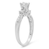0.75 Carat (ctw) 14K White Gold Princess & Round Diamond Ladies Bridal 3 Stone Engagement Ring Center Included 3/4 CT