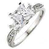 0.33 Carat (ctw) 14K White Gold Princess & Round Diamond Ladies Bridal Semi Mount Engagement Ring (No Center Stone)