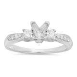0.33 Carat (ctw) 14K White Gold Princess & Round Diamond Ladies Bridal Semi Mount Engagement Ring (No Center Stone)