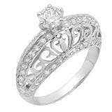 0.90 Carat (ctw) 14k White Gold Round Diamond Ladies Bridal Semi Mount Ring (No Center Stone)