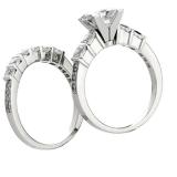 0.80 Carat (ctw) 14k White Gold Princess & Round Diamond Ladies Bridal Semi Mount Engagement Ring Set (No Center Stone)