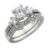 1.05 Carat (Ctw) 14k White Gold Round & Princess Diamond Ladies Bridal Ring Engagement Set 1 CT