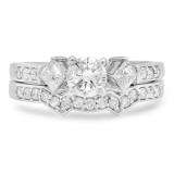 1.05 Carat (Ctw) 14k White Gold Round & Princess Diamond Ladies Bridal Ring Engagement Set 1 CT