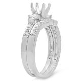 0.55 Carat (ctw) 14k White Gold Round & Princess Diamond Ladies Semi Mount Bridal Engagement Ring Set (No Center Stone)