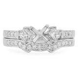 0.55 Carat (ctw) 14k White Gold Round & Princess Diamond Ladies Semi Mount Bridal Engagement Ring Set (No Center Stone)