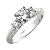 0.90 Carat (ctw) 14K White Gold Round Diamond Ladies Bridal 3 Stone Engagement Ring