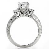 0.90 Carat (ctw) 14K White Gold Round Diamond Ladies Bridal 3 Stone Engagement Ring