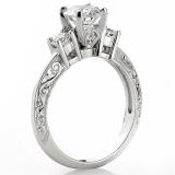 0.90 Carat (ctw) 14K White Gold Round Diamond Ladies Bridal 3 Stone Engagement Ring