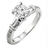 0.32 Carat (ctw) 14k White Gold Round & Baguette Diamond Ladies Bridal Semi Mount Engagement Ring (No Center Stone)(PEAR HEAD)
