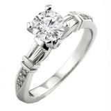 0.32 Carat (ctw) 14k White Gold Round & Baguette Diamond Ladies Bridal Semi Mount Engagement Ring (No Center Stone)