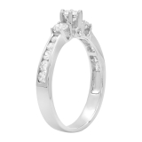 1.00 Carat (ctw) 14k White Gold Round Cut Diamond 3 stone Ladies Engagement Bridal Ring