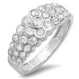 1.00 Carat (ctw) 14k White Gold Round Cut Diamond Anniversary Cocktail Ring