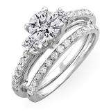 0.90 Carat (ctw) 14k White Gold Round Diamond Ladies Bridal Semi Mount Engagement Ring Set (No Center Stone)