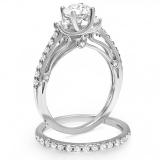 0.90 Carat (ctw) 14k White Gold Round Diamond Ladies Bridal Semi Mount Engagement Ring Set (No Center Stone)