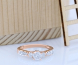 1.00 Carat (ctw) 10K Rose Gold Round Diamond Ladies 3 Stone Bridal Engagement Ring 1 CT