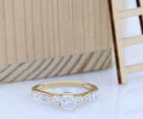 1.00 Carat (ctw) 10K Yellow Gold Round Diamond Ladies 3 Stone Bridal Engagement Ring 1 CT