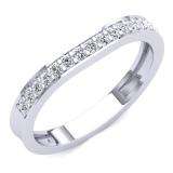 0.20 Carat (ctw) 10K White Gold Round Diamond Ladies Stackable Anniversary Wedding Contour Band Guard Ring 1/5 CT