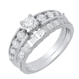 1.50 Carat (ctw) 14k White Gold Princess & Round Diamond Ladies Bridal Ring Set Engagement Set 1 1/2 CT