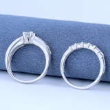 1.50 Carat (ctw) 14k White Gold Princess & Round Diamond Ladies Bridal Ring Set Engagement Set 1 1/2 CT
