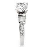 0.85 Carat (ctw) 14k White Gold Round & Baguette Diamond Ladies Bridal Unique Engagement Ring Center included