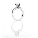 0.85 Carat (ctw) 14k White Gold Round & Baguette Diamond Ladies Bridal Unique Engagement Ring Center included