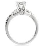0.85 Carat (ctw) 14k White Gold Round & Baguette Diamond Ladies Bridal Unique Engagement Ring Center included