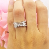 2.50 Carat (ctw) 14k White Gold Princess & Round Diamond Ladies Bridal Semi Mount Ring Set