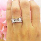 1.30 Carat (ctw) 14k White Gold Princess & Round Diamond Ladies Bridal Semi Mount Ring Set (No Center Stone)