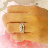 1.10 Carat (ctw) 14K White Gold Round White Diamond Engagement Bridal Ring Set 1 CT
