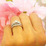 1.10 Carat (ctw) 14K White Gold Round White Diamond Engagement Bridal Ring Set 1 CT