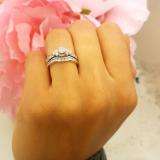 1.10 Carat (ctw) 14K White Gold Round White Diamond Engagement Bridal Ring Set 1 CT