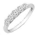0.50 Carat (ctw) 14K White Gold Round White Diamond Five Stone Engagement Bridal Band