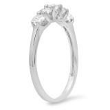 0.50 Carat (ctw) 14K White Gold Round White Diamond Five Stone Engagement Bridal Band