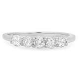 0.50 Carat (ctw) 14K White Gold Round White Diamond Five Stone Engagement Bridal Band