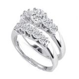 1.35 Carat (ctw) 14K White Gold Round White Diamond Engagement Bridal Ring Set