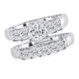 1.35 Carat (ctw) 14K White Gold Round White Diamond Engagement Bridal Ring Set