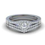 CERTIFIED 1.35 Carat (ctw) 14k White Gold Round Diamond Ladies Bridal Ring Heart Shape Engagement Set Matching Band