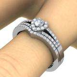CERTIFIED 1.35 Carat (ctw) 14k White Gold Round Diamond Ladies Bridal Ring Heart Shape Engagement Set Matching Band