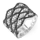 2.25 Carat (ctw) 14k White Gold Black & White Round Diamond Ladies Cocktail Right Hand