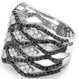 2.25 Carat (ctw) 14k White Gold Black & White Round Diamond Ladies Cocktail Right Hand
