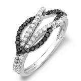 0.55 Carat (ctw) 14k White Gold Black & White Round Diamond Ladies Cocktail Right Hand