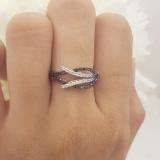 0.55 Carat (ctw) 14k White Gold Black & White Round Diamond Ladies Cocktail Right Hand
